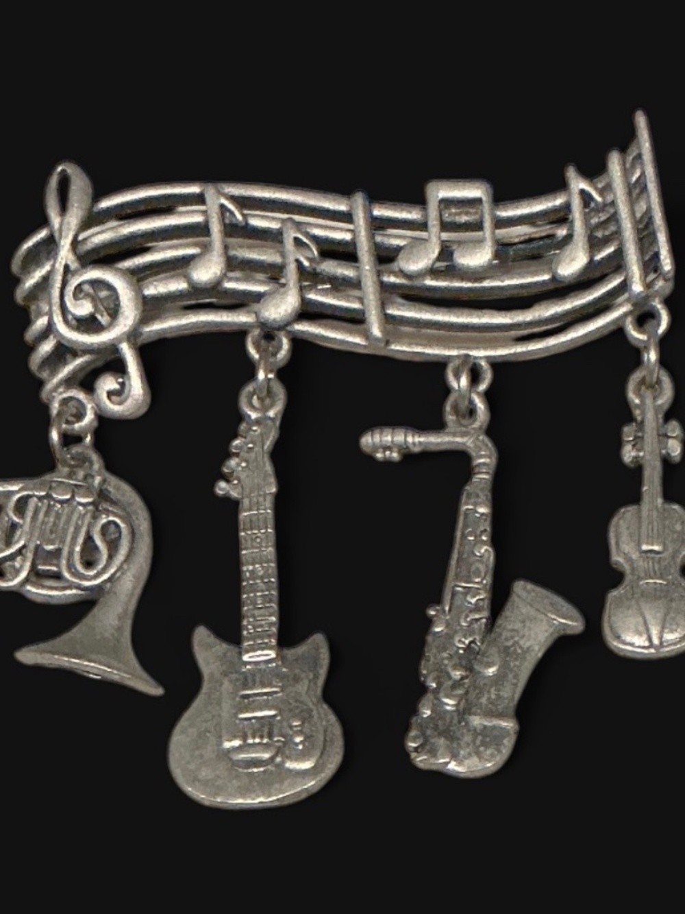 Jonette Jewelry (JJ) Music Stanza Brooch with Instrument Charms